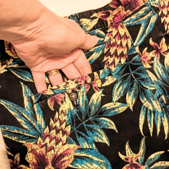 George Men's Shorts Hawaiian Tropical  Floral Print Multicolored sz 34 Inseam 8" - Picture 5 of 12